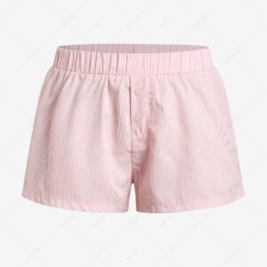 women Women's Casual Striped Elastic Waist Button Decor Mini Shorts - LIGHT PINK ONE SIZE