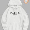 trendy Men's Casual Letter PARIS Romantic City Pattern Fuzzy Fleece-lined Kangaroo Pocket Design Pullover Hoodie - WHITE M